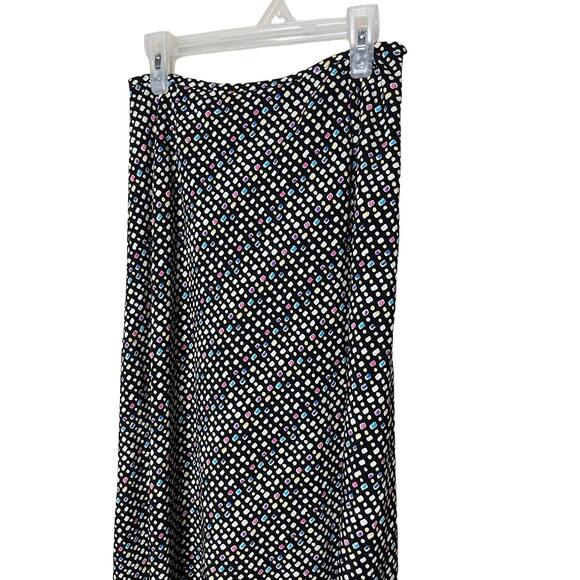 KENAR Maxi Skirt Womens Size 4 Black Multi-color Flowy Polka Dot Vintage - Picture 2 of 7